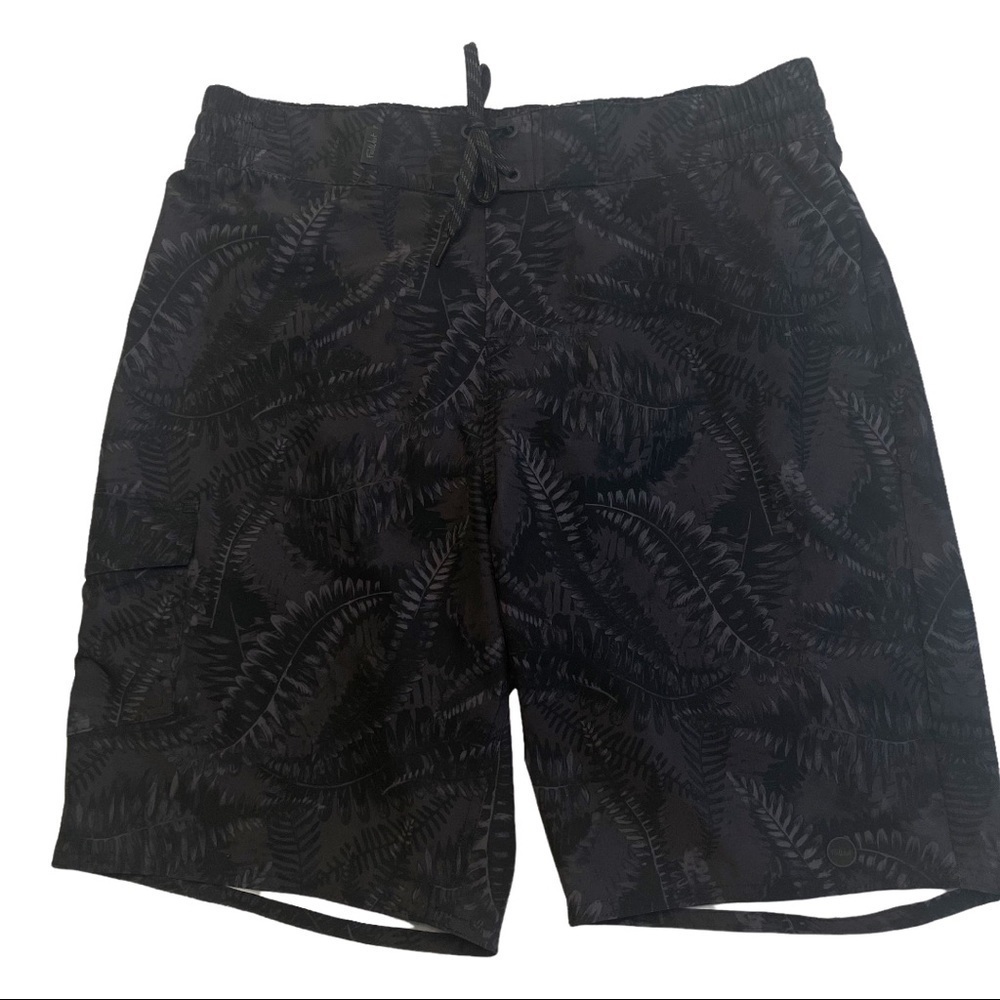 Far West Men's Black Patterned Mesh Lined Swim Trunks Swimwear Size Medi…